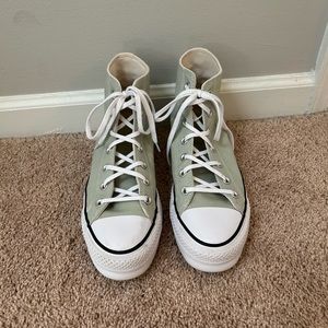 Pale Green Platform Converse All-Star High Tops